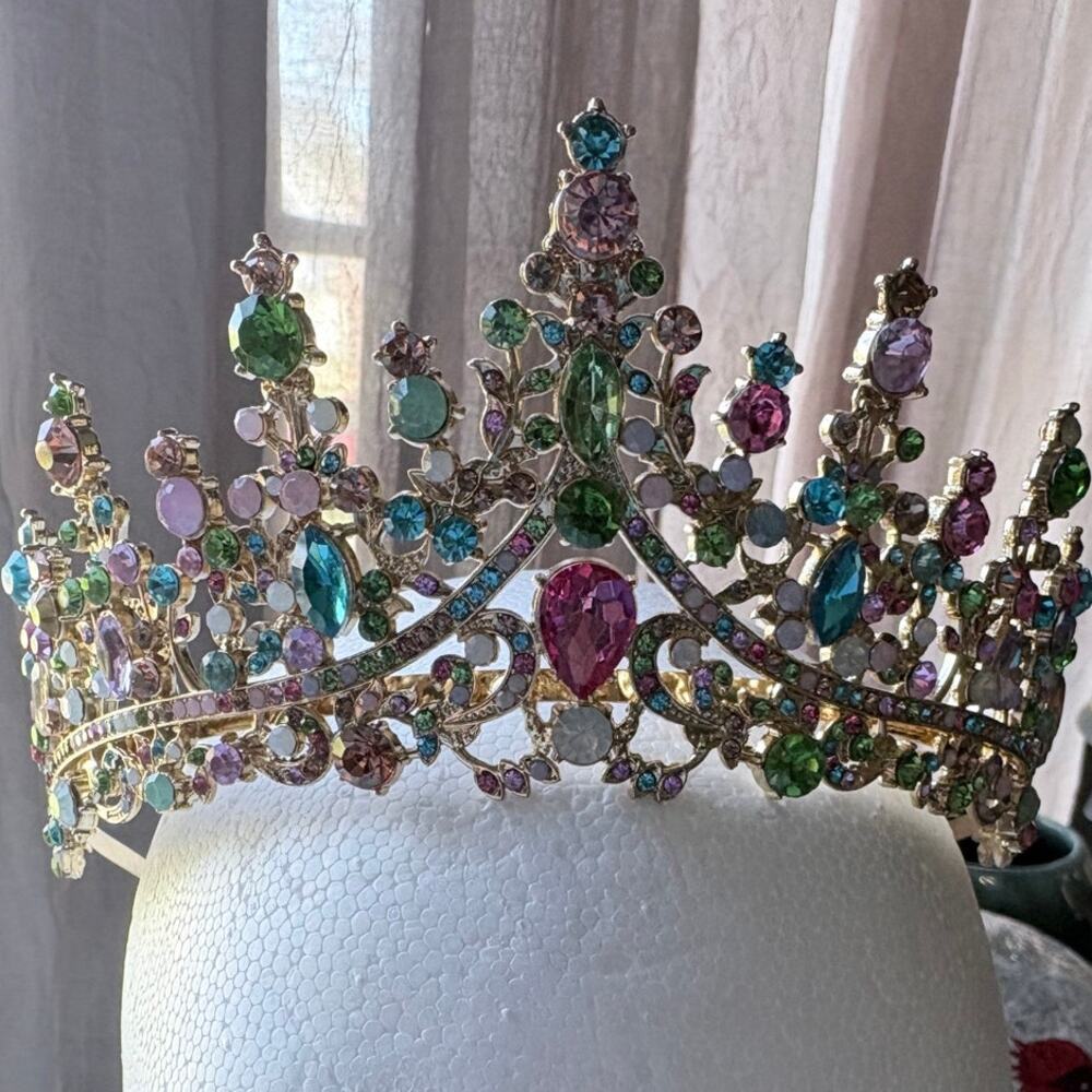 Fantastic Multi-color Jeweled Tiara with Pastel Pallet